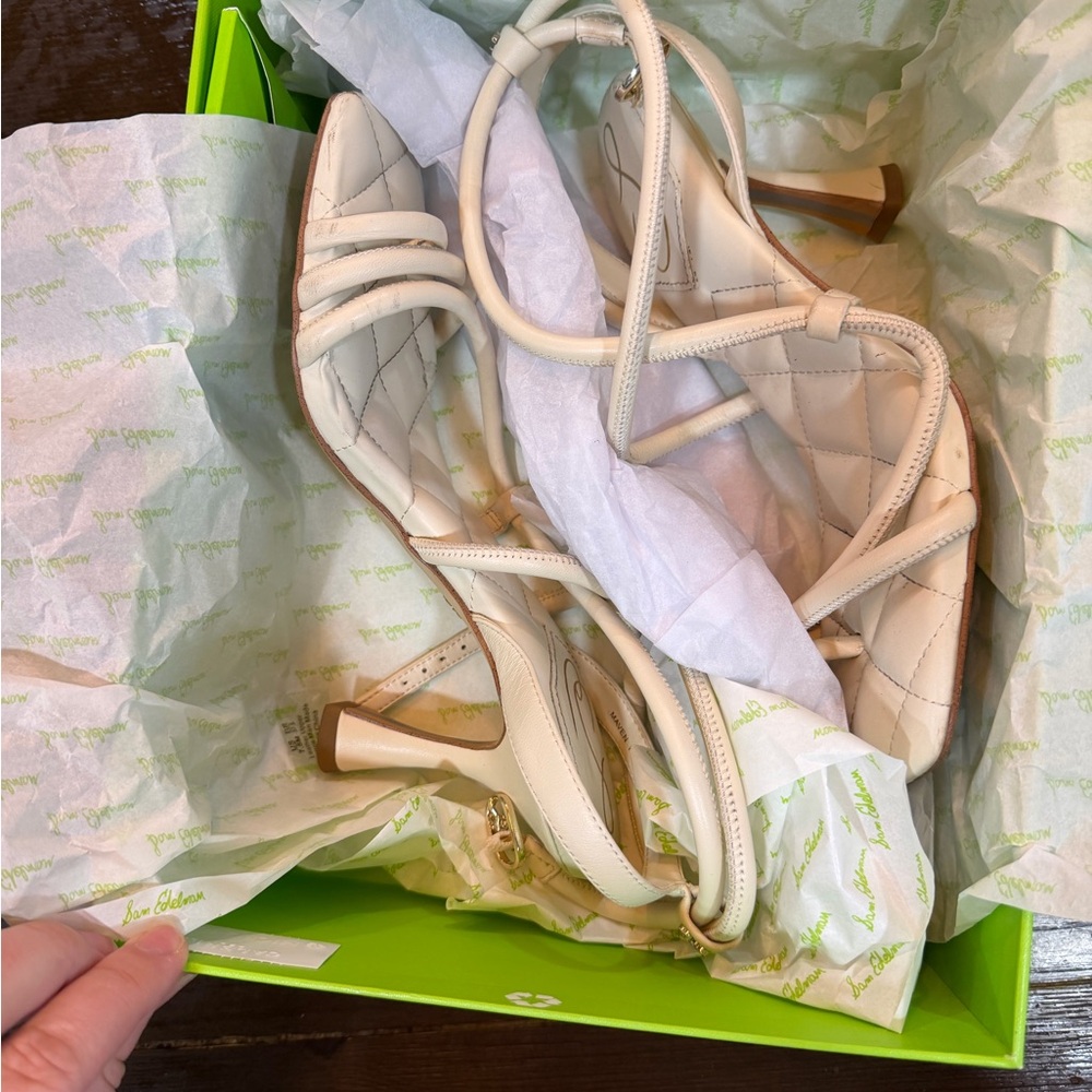 Sam Edelman Cream Strappy Heels